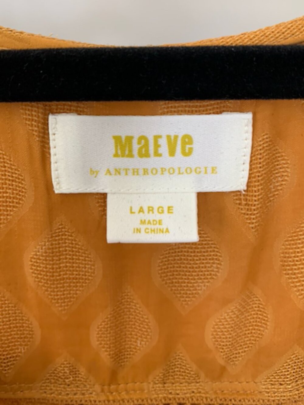 Maeve Anthropologie Marigold Yellow Geometric Sheer Jacquard Ruffle Blouse Large - Picture 3 of 3